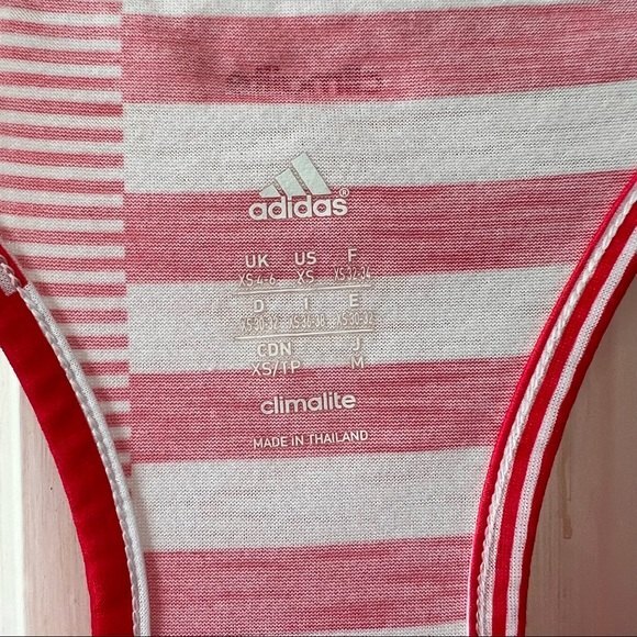 Adidas climalite racerback athletic sleeveless tank top xs pink white striped - Picture 6 of 6